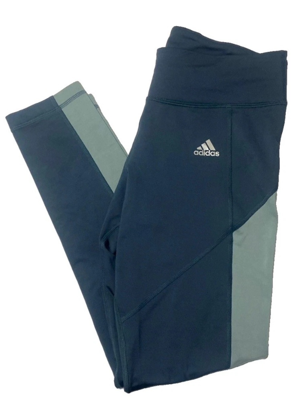 adidas Climawarm Blue Gray Colorblock Mid Rise Thermal Running Leggings M